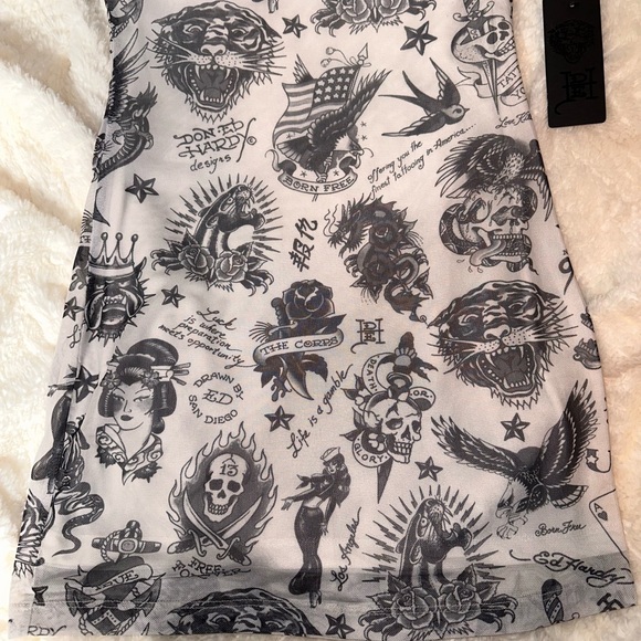 Ed Hardy Black and White Graphic Mini Dress - Picture 4 of 7